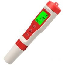 Memkey - Testeur pH Mètre Numérique, 0.01 Résolution 0-14pH 4 en 1 tds ec Température Metre, Testeur de Qualité de L'eau avec Rétroéclairé lcd,
