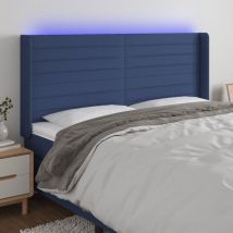 Testiera a led Blu 163x16x118/128 cm in Tessuto - Vidaxl