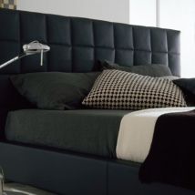 Testiera letto Monaco 1 Modulo 90x90 - Flight Blue testiera con rivestimento in ecopelle verticale per letto singolo e matrimoniale modulare