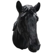 Jardindeco - Tête De Cheval Noir En Résine 15 X 21 X 30 Cm