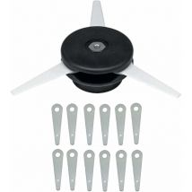 Tête de débroussailleuse de rechange et 12 lames de rechange avec 12 lames en nylon et tête de coupe
