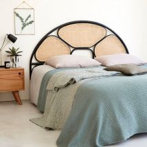 Berah Getah - Tête de lit en cannage et rotin noir 160 cm