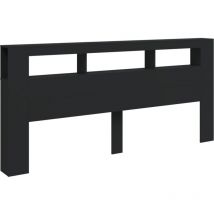 Lafomukea - Tête de lit à led noir 220x18,5x103,5 cm bois d'ingénierie