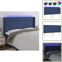 Tête de lit à LED Bleu 203x16x118/128 cm Tissu - Tête De Lit Led - Têtière De Lit - Éclairage Led - Chambre À Coucher - Décoration Murale