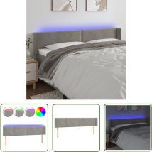 Jinlefu - The Living Store Tête de lit à led Gris clair 163x16x78/88 cm Velours - Tête De Lit Led - Tête De Lit Velours - Tête De Lit Moderne