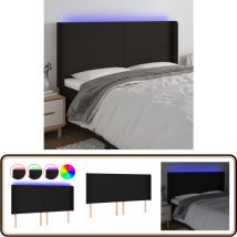 Tête de lit à led Noir 183x16x118/128 cm Tissu - Tête De Lit Led - Têtière De Lit - Éclairage Led - Chambre à Coucher - Meuble De Chambre