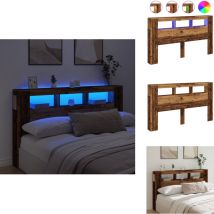 Tête de lit à led vieux bois 180x18,5x103,5cm bois d'ingénierie - Tête De Lit à led - Têtes De Lit à led - Tête De Lit - Tête De Lit Avec Rangement
