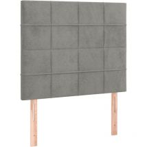 Décoshop26 - Tête de lit accessoire couchage chambre à coucher meuble 2 parties 90 x 5 x 78/88 cm tissu velours gris clair TDL0206398