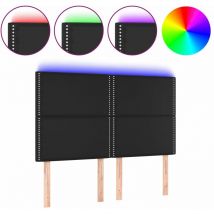 Décoshop26 - Tête de lit accessoire couchage chambre à coucher meuble à led 144 x 5 x 118/128 cm synthétique noir TDL0200716