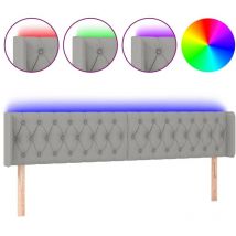 Décoshop26 - Tête de lit accessoire couchage chambre à coucher meuble à led 183 x 16 x 78/88 cm tissu gris clair TDL0201336