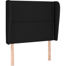 Décoshop26 - Tête de lit accessoire couchage chambre à coucher meuble avec rebord latéral 103 x 23 x 118/128 cm tissu noir TDL0204604