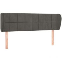 Décoshop26 - Tête de lit accessoire couchage chambre à coucher meuble avec rebord latéral 147 x 23 x 78/88 cm tissu velours gris foncé TDL0204988