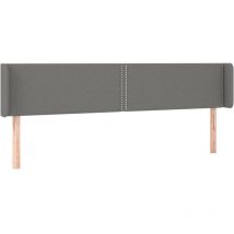 Tête de lit accessoire couchage chambre à coucher meuble avec rebord latéral 163 x 16 x 78/88 cm tissu gris foncé TDL0204981
