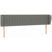 Décoshop26 - Tête de lit accessoire couchage chambre à coucher meuble avec rebord latéral 203 x 23 x 78/88 cm tissu gris foncé TDL0204921