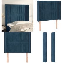 Tête de lit avec oreilles Bleu foncé 103x16x118/128 cm Velours - Tête De Lit - Literie - Meuble De Chambre - Décoration Chambre - Velours - Home &