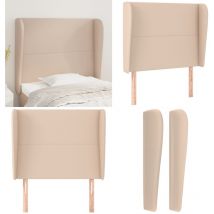 Tête de lit avec oreilles Cappuccino 93x23x118/128cm Similicuir - Tête De Lit - Tête De Lit Capitonnée - Tête De Lit Rembourrée - Tête De Lit Moderne