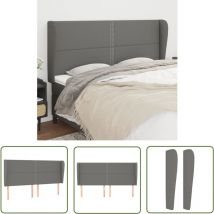 Bonnevie - The Living Store Tête de lit avec oreilles Gris foncé 163x23x118/128 cm Tissu - Tête De Lit - Têtière De Lit - Literie - Meuble Chambre