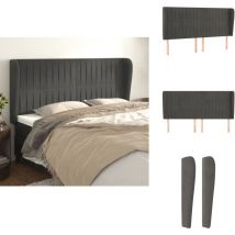 Tête de lit avec oreilles Gris foncé 163x23x118/128 cm Velours - Tête De Lit - Literie - Meuble Chambre - Chaise Lit - Oreiller