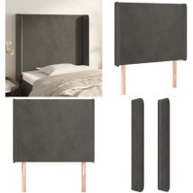 Tête de lit avec oreilles Gris foncé 83x16x118/128 cm Velours - Tête De Lit - Literie - Meuble De Chambre - Décoration Chambre - Velours - Home &