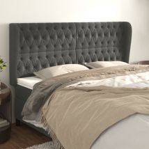Jinlefu - Cabecero con orejas de terciopelo gris oscuro 183x23x118/128 cm vidaXL