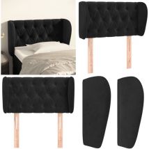 Tête de lit avec oreilles Noir 83x23x78/88 cm Velours - Tête De Lit - Literie - Meuble De Chambre - Décoration Chambre - Velours - Home & Living