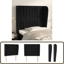 Tête de lit avec oreilles Noir 93x23x118/128 cm Velours - Tête De Lit - Literie - Meuble Chambre - Chaise Lit - Oreiller