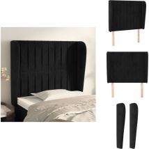 Tête de lit avec oreilles Noir 93x23x118/128 cm Velours - Tête De Lit - Literie - Meuble Chambre - Chaise Lit - Oreiller