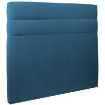 Sommeil De Plomb - Tete de lit Lignes Velours Bleu l 140 cm - Ep 10 cm rembourré