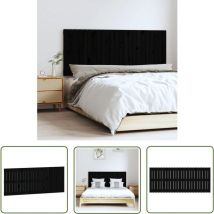 Qonovt - The Living Store Tête de lit murale Noir 147x3x60 cm Bois massif de pin - Tête De Lit Murale - Tête De Lit Bois - Tête De Lit Design