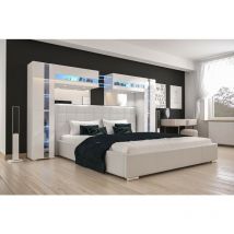 Tête de lit Armoire - pont de lit panama 14/HG/W/2-1C blanc/blanc brillant 290x184x35cm