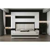 Tête de lit Armoire - pont de lit panama 4/HG/W/2-1B blanc/blanc brillant 240x223x35cm