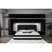 Tête de lit Armoire - pont de lit panama 5/HG/B/1-1A noir/noir brillant 323x214x35cm