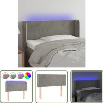 Bonnevie - The Living Store Tête de lit à led Gris clair 103x16x78/88 cm Velours - Tête De Lit Led - Tête De Lit Velours - Tête De Lit Moderne