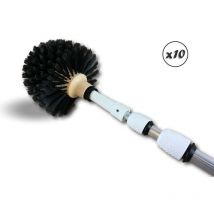Tête de loup balai brosse boule Manche télescopique aluminium - Quantité x10 - Tête de loup pro manché 5,5 m