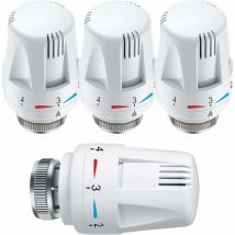 Jusch - Tête Thermostatique, 4 Pièces Thermostat, Tête De Rechange De Valve De Radiateur Standard M30 x 1,5 Contrôle De La Température, Blanc