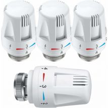 Tête Thermostatique, 4 Pièces Thermostat, Tête De Rechange De Valve De Radiateur Standard M30 x 1,5 Contrôle De La Température Pour La Maison Et Le
