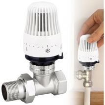 Sevengirl - Tête thermostatique à tête thermostatique, kit thermostat complet, forme canal, vanne de radiateur en laiton, vanne de radiateur, vanne