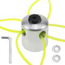 Têtes pour débroussailleuses Universelle en Aluminium Strimmer Head avec 4 Fils 1 Clé Hexagonale et 2 Rondelles Tête Coupe-Bordure pour Tondeuse à