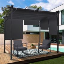 Idmarket - Tetto retrattile Pergola special edition 3x3 m e 4 tende da sole grigio antracite