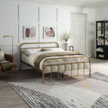 Slumberworx - tewin traditional hospital style antque brass metal bed frame - double - Antique Brass