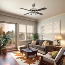 Texas Ventilador de techo con luz níquel/madera Ø132