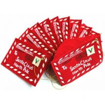 Père Noël aux lettres Boîte aux lettres Papier à lettres North Noel Pole 10pcs Lettre au Père Noël Feutre Enveloppe Broderie Ornement de Noël (Rouge)
