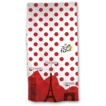 Serviette de plage - Cyclisme Tour de France - Blanche à pois Rouge - 70x140 cm