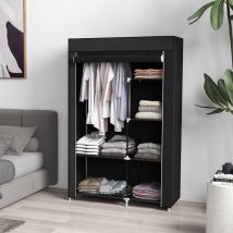 Textilschrank 103x43x162,5 Cm Schwarz, 1 Kleiderstange Und 6 Einlegeböden, Vliesbezug, Stahlrahmen