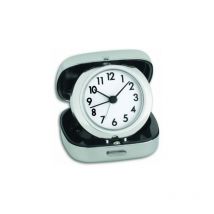 Tfa Dostmann - tfa 60-1012 Despertador analógico de Viaje 60.1012 con Caja de Metal Plegable de Cuarzo Plateado, Plástico, Acero, (l) 65 x (b) 70 x