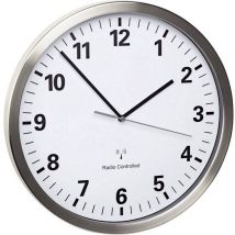 Horloge murale Tfa Dostmann 60.3523.02 radiopiloté(e) 30.5 cm x 4.3 cm acier inoxydable mécanisme d'horloge silencieux,