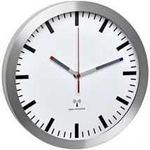 Horloge murale TFA Dostmann 60.3528.02 radiopiloté(e) 300 mm x 45 mm aluminium mécanisme d'horloge silencieux