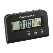 Funk-Wecker – LCD-Display – Alarm mit Snooze – Radio – Schwarz – 4,8 cm hoch – 9,3 cm breit – 6 cm tief
