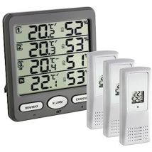 TFA - Dostmann Termo-igrometro Digitale radiocontrollato Klima-Monitor, 30.3054.10, con 3 sensori Esterno, Temperatura e umidità, Clima Ambientale,