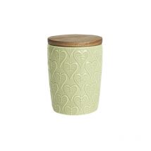 T&G Green House Heart Leaf Store Jar with Rustic Acacia Lid